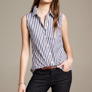 Banana Republic Fitted Striped Sleeveless Shirt